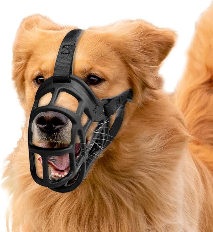 Dog Muzzle – Lightweight Breathable Basket Muzzle, Anti-Biting & Chewing, Adjustable Fit for Small, Medium & Large Dogs(Size1)