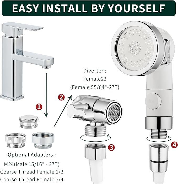 ZCONIEY Sink Faucet Sprayer Attachment, Shower Head Attaches To Tub Faucet, Dog Bathing Hose Shower Set for Laundry Bathroom Kitchen