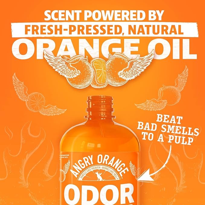 ANGRY ORANGE Pet Odor Eliminator for Dog and Cat Urine, Carpet Stains, and Strong Smells – Citrus Cleaner with Natural Orange Oil – 24 oz