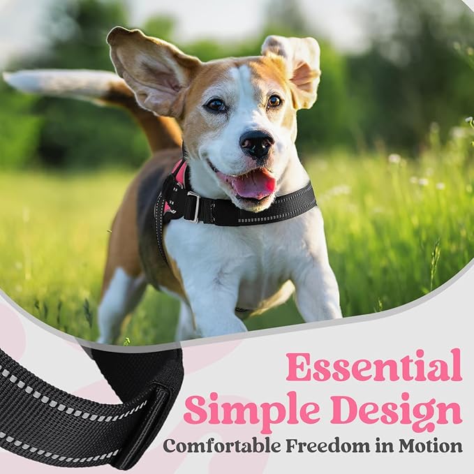 rabbitgoo Dog Harness for Large, Easy On Pet Vest with One Buckle, No Pull Adjustable Service Harness with D-Ring & Handle, Reflective for Safety Walking, Training, Pink, XL