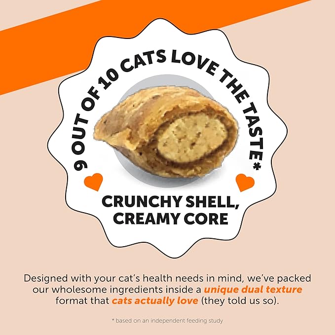 Cat Hip & Joint Health Crunchy & Creamy Chews - Cat Joint Support Supplement with Glucosamine, Health Supplies & Hip Support for Indoor & Outdoor Cats (Chicken 30-Day Supply)