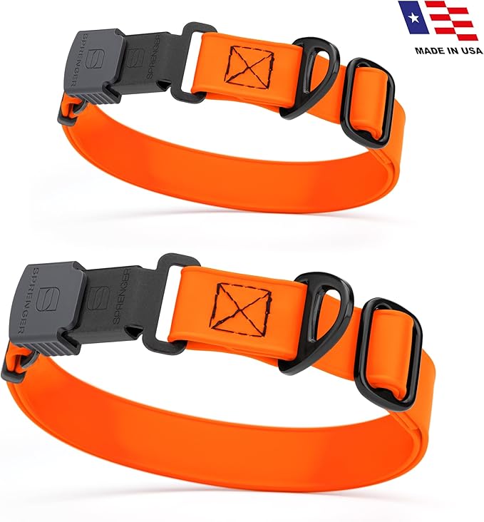 Dogline Biothane Waterproof Dog Collar with Herm Sprenger Black Stainless Steel Quick Release Buckle – Heavy Duty Tactical Durable Collar for Dogs – Comfortable and Safe Pet Collar W1 L 15-25" Orange