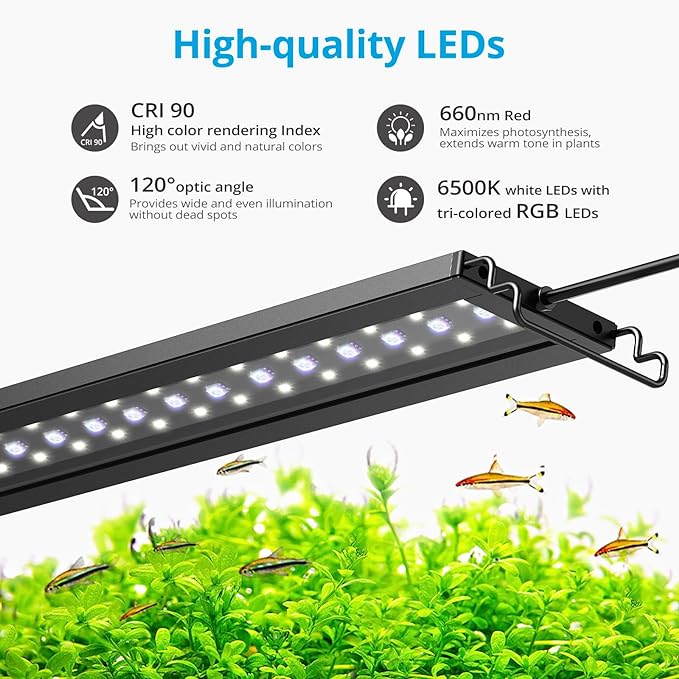 NICREW C10 24/7 LED Aquarium Light for Plants, 12-18 Inches, Full Spectrum Fish Tank Light with Timer, Brightness Adjustable