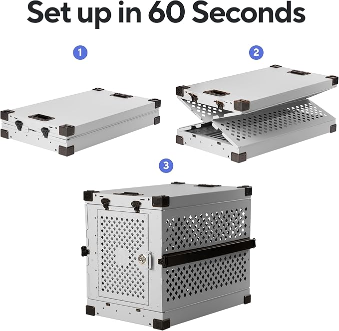 Impact Collapsible Dog Crate - Foldable Hard Crate for Extra Large Dogs - Heavy Duty Travel Kennel with Powder-Coated Aluminum - Quick Setup for Indoor & Outdoor (White, 40"+ (40.5" L x 27.5”W x 34" H
