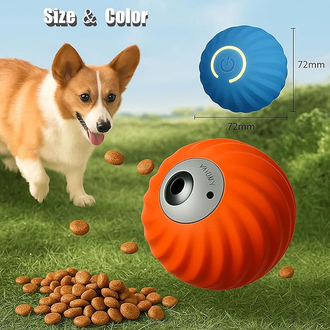 Zoomie Buddy 2.0, Zoomie Buddy for Dogs, 2 in 1 Smart Touch Interactive Dog Balls ＆ Pet Feeder, 2.83" Diameter, Suitable for Small/Medium Dogs, with Fruit Plush Cover (Blue+Orange, Only)