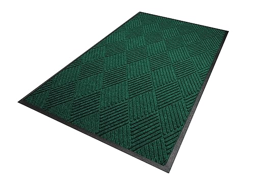 M+A Matting WaterHog Diamond | Commercial-Grade Entrance Mat with Rubber Border – Indoor/Outdoor, Quick Drying, Stain Resistant Door Mat (Evergreen, 4' x 8')