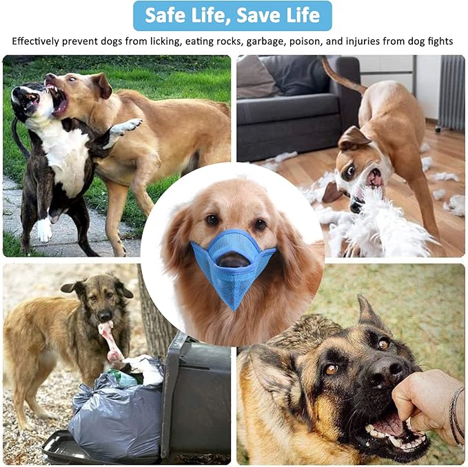 Crazy Felix Nylon Dog Muzzle for Small Medium Large Dogs Dachshund Beagle Poodle Labrador, Air Mesh Breathable and Drinkable Pet Mouth Guard for Anti-Biting Chewing Scavenging(XXXS, Blue)