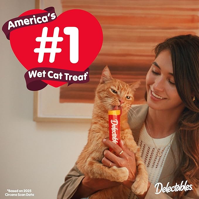 Hartz Delectables Squeeze Up Interactive Lickable Wet Cat Treats for Adult & Senior Cats, Chicken & Veggies, 4 Count (Pack of 8)