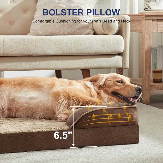 FURTIME Orthopedic Dog Bed for Extra Large Dogs - XL Waterproof Dog Sofa Bed, Ultra Comfy Supportive Foam Pet Bed with Removable Washable Cover, Jumbo Dog Bed with Nonskid Bottom