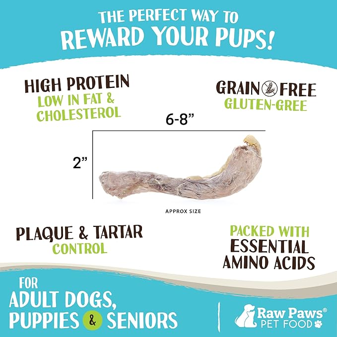Raw Paws Freeze Dried Duck Necks for Dogs, 5-oz - Made in USA - All Natural Duck Dog Treats - Single Ingredient