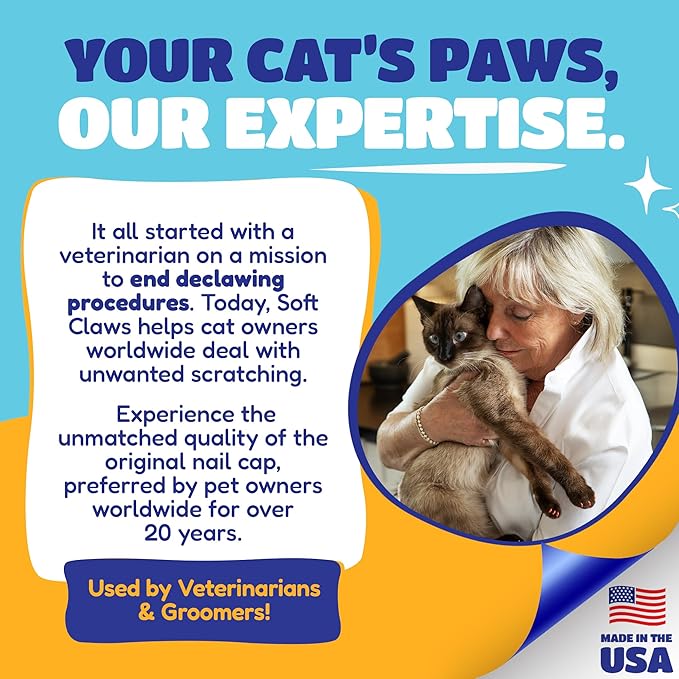 Soft Claws Cat Nail Caps for Medium Cats – (40 Caps, Blue & Green) - Made in USA - Veterinarian-Developed | Protects Furniture & Skin - Easy to Apply, Long-Lasting Anti-Scratch Soft Cat Claw Covers