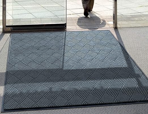 WaterHog Diamond | Commercial-Grade Entrance Mat with Rubber Border – Indoor/Outdoor, Quick Drying, Stain Resistant Door Mat (Bluestone, 4' x 10')