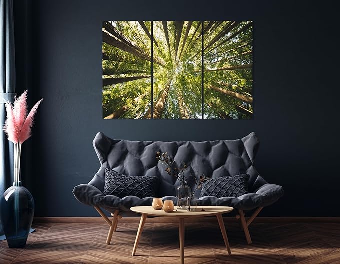 Nature Wall Art Prints - Ocean Forest Mountain Lake Canvas Landscapes - Small to Extra Large Living Room Bedroom Kitchen Bathroom Décor (Serenity in the Forest, 55L" x 83W"- 3 Panels)