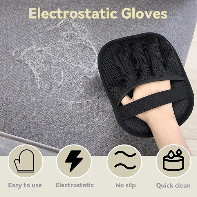 3 Packs Pet Hair Removal Glove,Pet Hair Remover for Cat & Dog,New Upgraded Electrostatic Gloves Pet Hair,Reusable Electro Static Pet Hair Remover Electrostatic Gloves for Furniture,Couch (3 Packs)