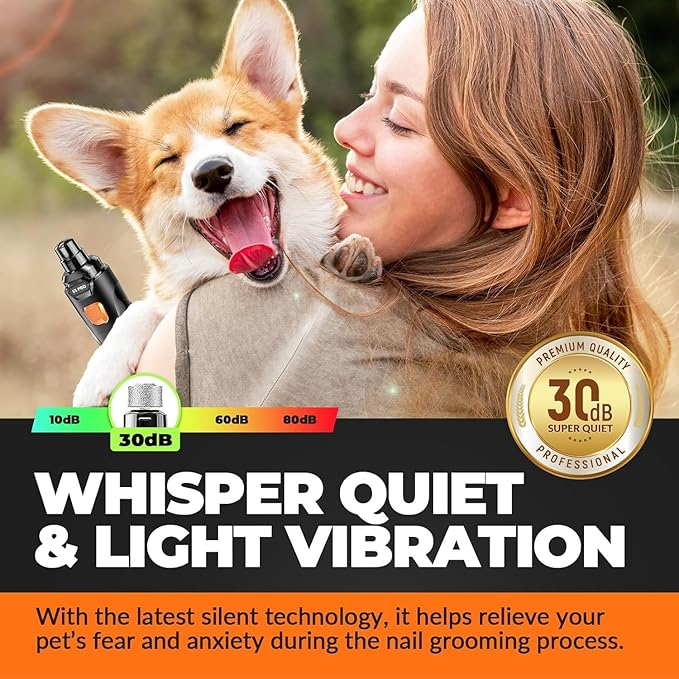 Dog Nail Grinder with 2 LED Lights Powerful 2 Speeds Super Quiet Dog Nail Trimmers with 3 Grinding Wheels Rechargeable Pet Dog Nail Clippers for Large Medium Puppy Dogs Dog Nail File Cat Nail Clipper