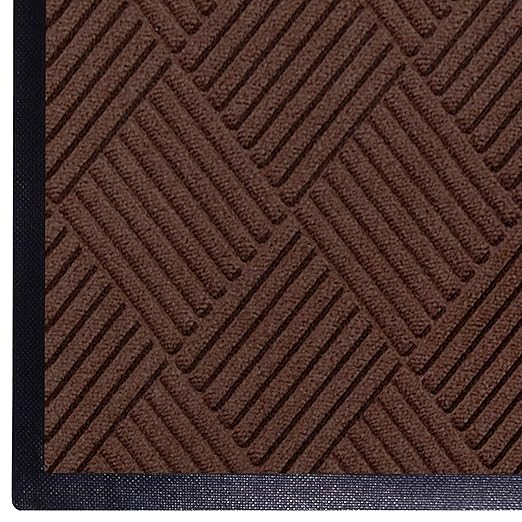 WaterHog Diamond | Commercial-Grade Entrance Mat with Rubber Border – Indoor/Outdoor, Quick Drying, Stain Resistant Door Mat (Dark Brown, 6' x 12')