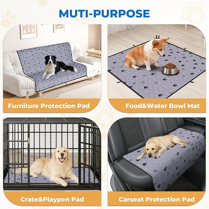 Fostanfly Washable Pee Pads for Dogs, 72"x72"-2 Pack Extra Large Reusable Potty Pads for Floor, Non-Slip Waterproof Pet Playpen Mat for Puppy/Senior Dog Whelping Incontinence