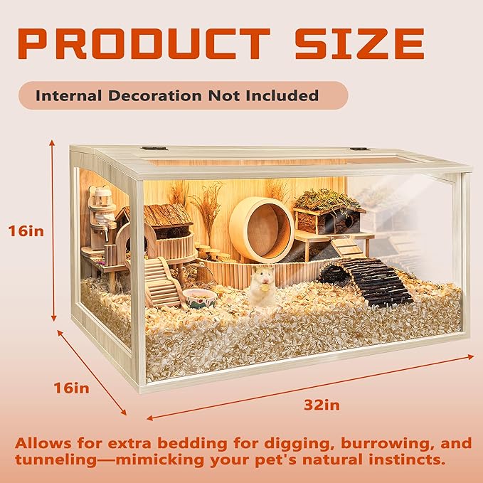 Hamster Cage Chewproof, Large Hamster Cages and Habitats, Openable Top with Acrylic Sheets, Solid Built