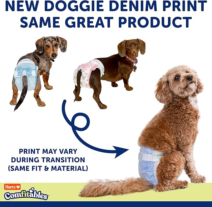New! Hartz® Comfitables® Disposable Dog Diapers, Size XL 5 count, Comfortable & Secure Fit, Easy to Put On, Super Absorbent Male and Female Diaper