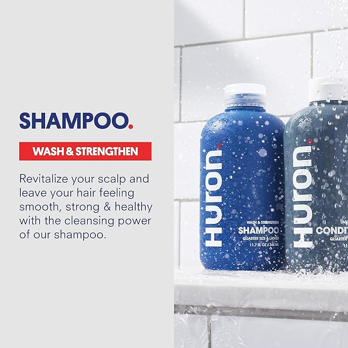Huron Hair Duo | Nourishing Shampoo & Conditioner Set for Men | Cleanse, Strengthen & Hydrate | Sulfate-Free, Paraben-Free, Vegan | Designed for Daily Use on All Hair Types (2 Pack)