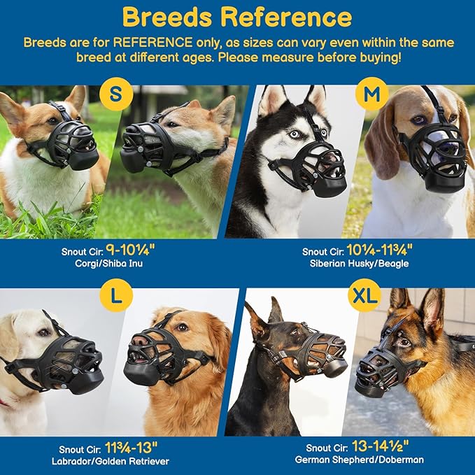 BARKLESS Basket Muzzle for Large Dogs, Humane Muzzle to Prevent Biting and Scavenging, Snap-on Treat Cover Helps Dogs Acclimatize Mouth Cover, Adjustable Mouth Guard for Positive Training, Grooming