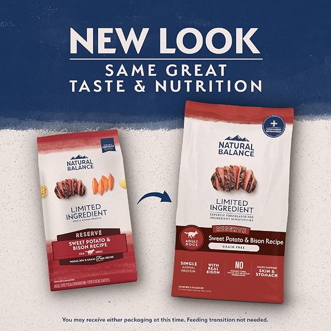Natural Balance Limited Ingredient Adult Grain-Free Dry Dog Food, Reserve Sweet Potato & Bison Recipe, 4 Pound (Pack of 1)
