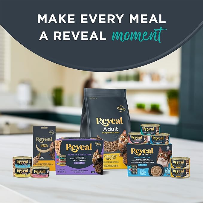 Reveal Natural Wet Cat Food in Broth, Limited Ingredient Grain Free Canned Cat Food, Protein with No Artificial Additives, Chicken Breast in Broth (24 x 2.47 oz Cans)