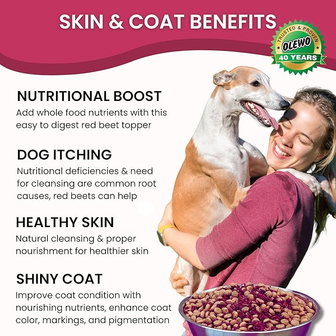 Olewo Original Red Beets for Dogs – Natural Dog Anti Itch, Dog Food Topper, Skin & Coat Support – Dehydrated Vegetables for Dogs, Dog Supplements & Vitamins, Toppers for Dogs, Fiber for Dogs, 5.5 lbs