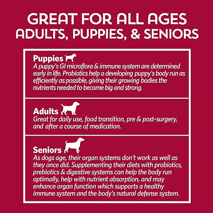 Fidobiotics Good Guts for Lil Mutts Probiotic for Dogs, Billions of CFUs, 11 Strains, 5 Digestive Enzymes, 2 Prebiotics, Digestive Gut Health for Dogs, Adult & Puppy Probiotics Supplements (30 Days)