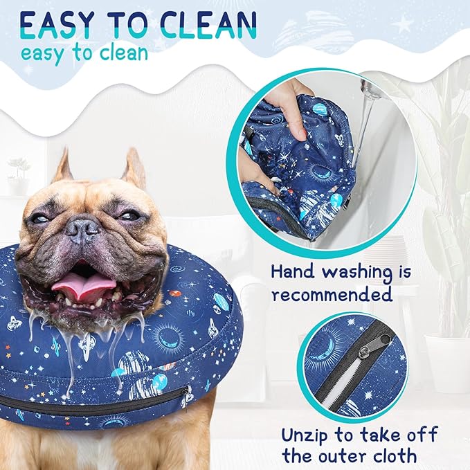 Supet Inflatable Dog Cone Collar for Large Medium Small Dogs, Soft Cone Collar for Dogs Cats, ECollar Doggie Neck Donut Dog Cone Alternative After Surgery