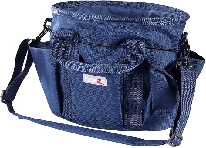 HORZE Grooming Tote Bag for Horses, Dogs with Shoulder Strap and 6 Pockets for Supplies | 12" x 8" x 9"