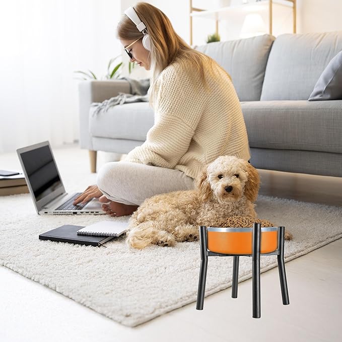 Lifted Dog Bowl Stand - Without Bowls, Single Raise Pet Food Table Adjustable Wide 7-11", Tall 12" - Bowl Stand Size Optional, Dog Bowl Holder Elevated for Small Medium Large Dog Breed