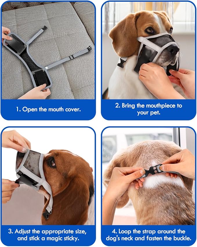 Dog Muzzle, Soft Air Mesh Muzzle for Small Medium Large Dogs Anti Biting Barking Chewing, Breathable Drinkable Adjustable Loop Pets Muzzle for German Shepherd Husky Labrador Retriever (Grey,L)