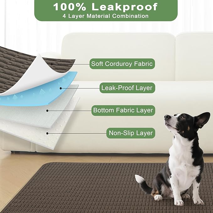 Washable Pee Pads for Dogs, 2 Pack Reusable Puppy Pads Dog Pads, Non-Slip Dog Pee Pads, Leakproof Pet Pee Pads Wee Wee Pads for Dogs. (Coffee, 34"x36"(Pack of 2))