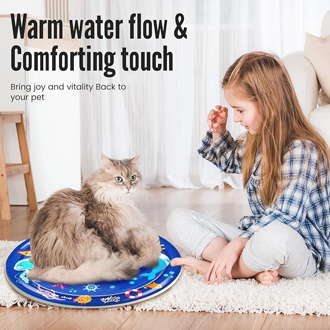 cat Cold pad, Portable Water-Filled, Interactive cat Toy, Suitable for All Kinds of Pets, Keeping Your Pets Cool in Summer Ocean Blue
