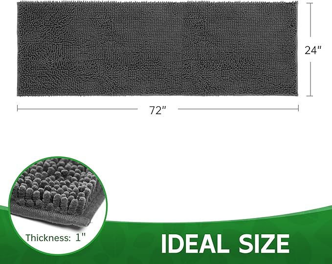 Dog Door Mat Indoor Entrance, 72" x 24" Absorbent Quick-Drying Mud Rugs, Non-Slip Door Rugs for Entryway Indoor Washable, Soft Chenille Dog Mat for Muddy Paws