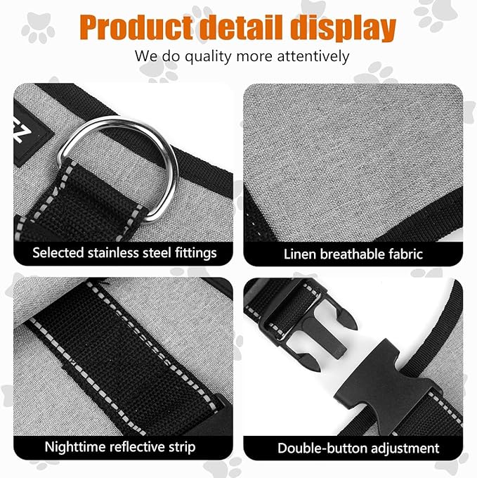 Ayquez Dog Lift Harness with Storage and Transport Bag, Dog Harness with Handle for Lifting & Hip dysplasia, arnés para Perros pequeños, pechera para Perros (Gray, L)