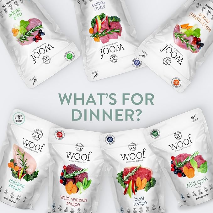 WOOF Wild Venison Freeze Dried Raw Dog Food, Mixer, or Topper, or Treat - High Protein, Natural, Limited Ingredient Recipe 9.9oz