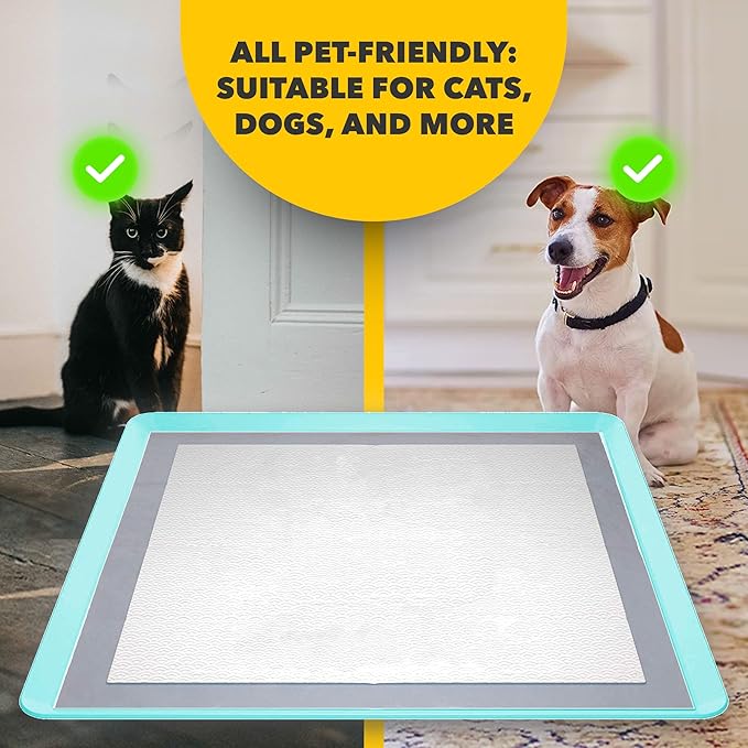 TidyFriend Dog Pee Pad Holder Tray Fits for 24” x 24” Wee Wee Pee Pads - Stable Grip, Raised Edges, Quick-Wipe Silicone Surface Dog Potty Tray Holder for Indoor Flooring Protection (Sky Blue)