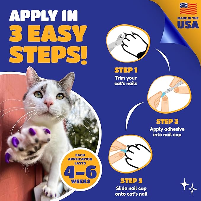 Soft Claws Cat Nail Caps for Small Cats – (40 Caps, Black) - Veterinarian-Developed | Protects Furniture & Skin - Easy to Apply, Long-Lasting Anti-Scratch Soft Cat Claw Covers