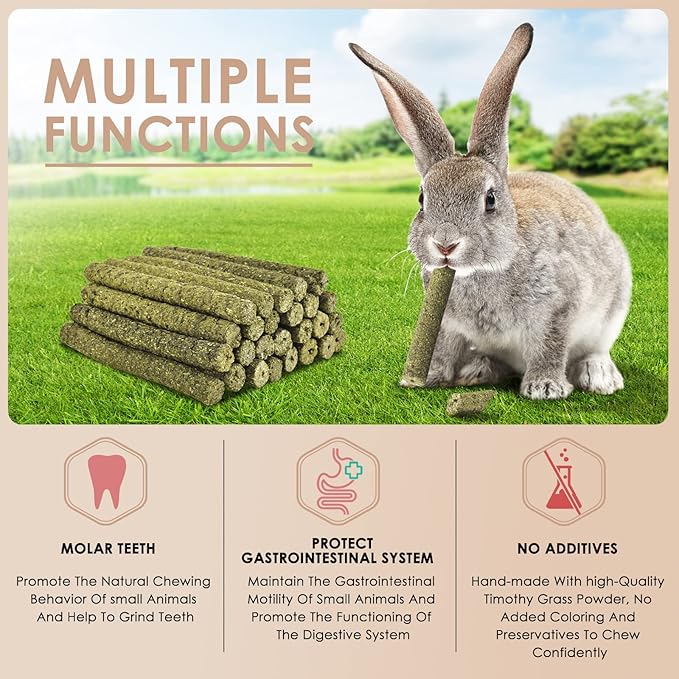 Bissap 76PCS Rabbit Chew Sticks, Mixed Natural Timothy Hay Flower Rose Dahlberg Daisy and Forget-me-not Chew Toys Treats for Bunny Chinchilla Guinea Pig Hamster and Other Small Pets Molar Snacks