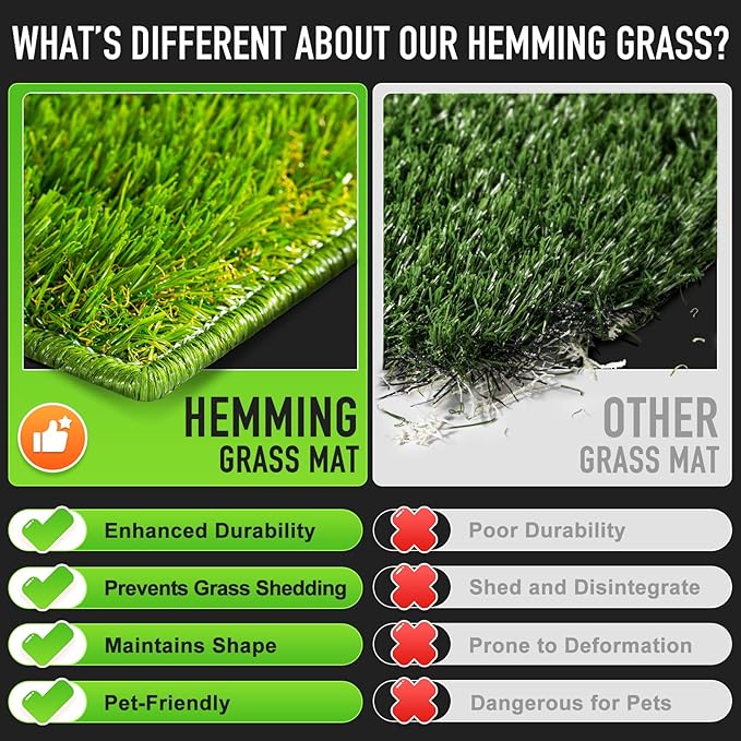 Hompet Artificial Grass for Dogs, 51"x33", Professional Dog Grass Mat, Easy to Clean with Drainage Holes, Potty Training Pad and Replacement Fake Grass Turf, Outdoor Rug Patio Lawn Decoration