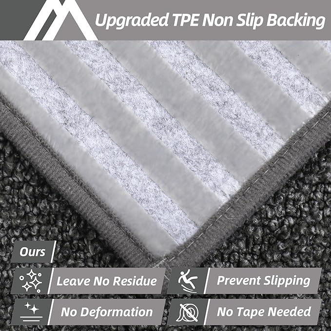 COSY HOMEER Edging Stair Treads Non-Slip Carpet Mat 28inX9in Indoor Stair Runners for Wooden Steps, Edging Stair Rugs for Kids and Dogs, 100% Polyester TPE Backing (7pc, Black,)