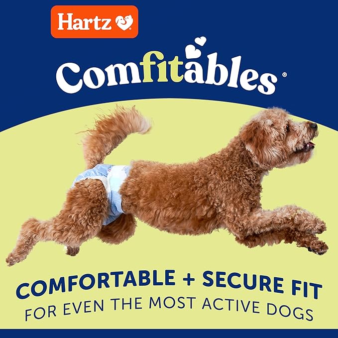 New! Hartz® Comfitables® Disposable Dog Diapers, Size XXS 12 Count, Comfortable & Secure Fit, Easy to Put On, Super Absorbent Male and Female Diaper