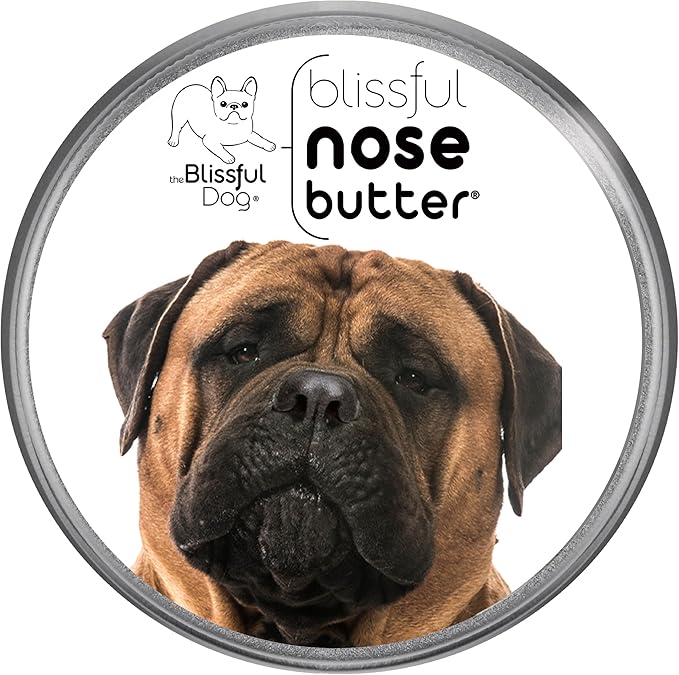The Blissful Dog Bullmastiff Nose Butter for Dry, Cracked Skin, Lick-Safe Dog Nose Balm with Moisturizing Shea Butter, Almond, Olive, and Essential Oils, Pet Supplies, Uncented, 1 oz.