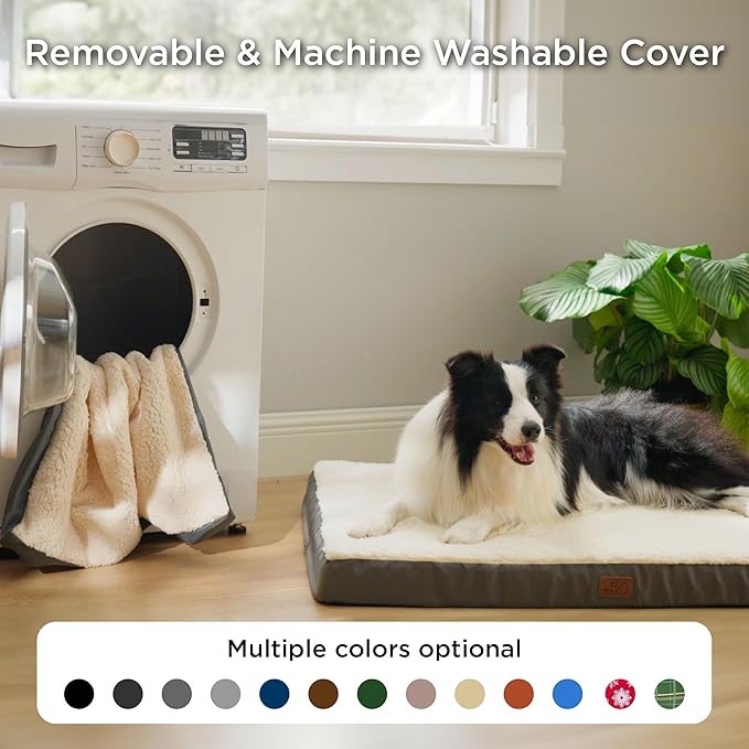 Bedsure XL Dog Bed for Crate - Large Orthopedic Flat Pet Beds with Removable Washable Cover, Egg Crate Foam Crate Mat, Suitable for Pet Up to 90 lbs