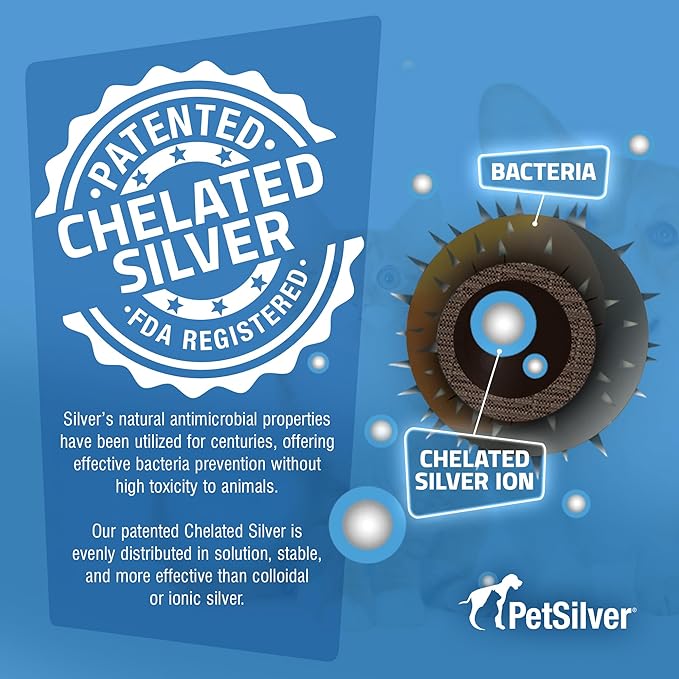 PetSilver Immune Support - Promotes Respiratory Health in Cats & Dogs, Sinus & Kennel Cough Treatment, Natural Antibiotic, Allergy Relief, Chelated Silver Formula, Easy-to-Use Dropper, USA - 2 fl oz