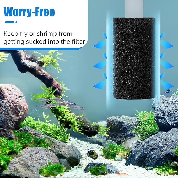 AQUANEAT 12-Pack Pre-Filter Sponge for Aquarium Shrimp Fry Fish Tank Filter 0.8 Inch Intake, Replacement Foam Cover