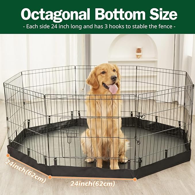 PJYuCien Dog Playpen, 8 Panels 36’’H Dog Pens Indoor with Bottom Pad, Metal Foldable Pet Puppy Exercise Fence Crate Kennel, Better for Medium Animals,Black
