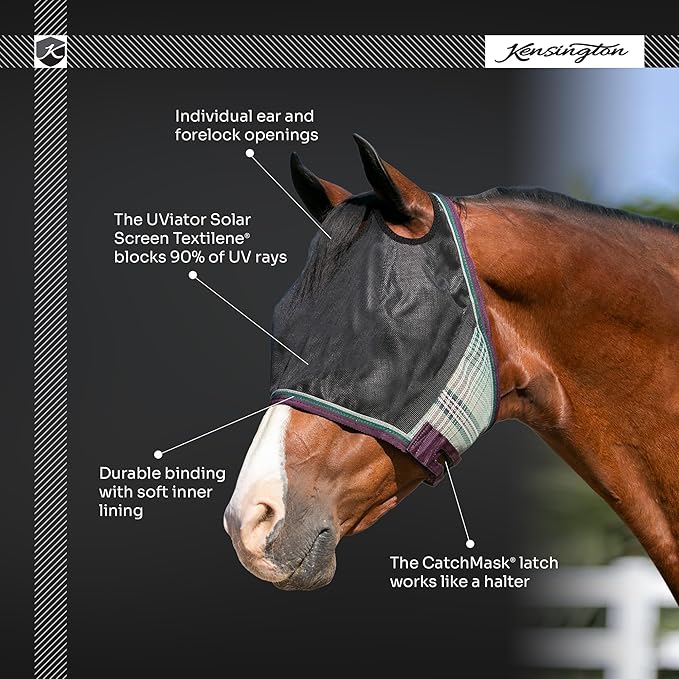 Kensington 90% UV Fly Mask CatchMask UViator - Without Ears & Forelock Freedom Web Trim Size: X.Large Color: 2021 - Atlantis